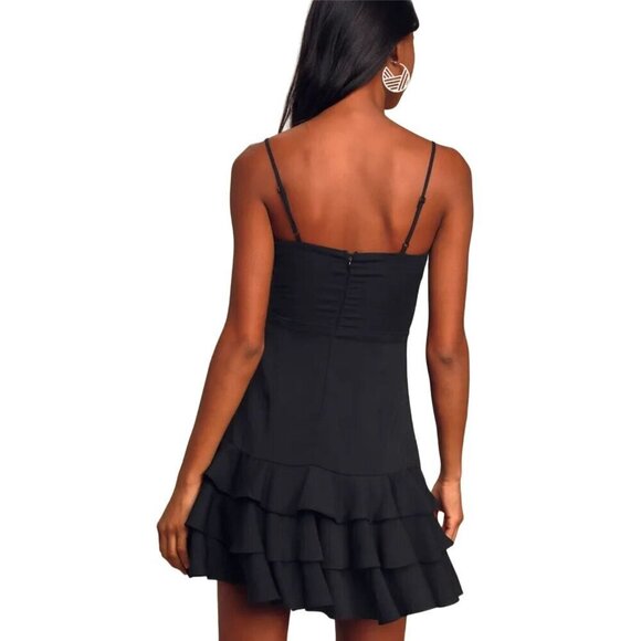 Lulu's The Best Night Dress Sz M NWT Tiered Ruffled Mini Fairy Grunge Cocktail - Picture 3 of 13